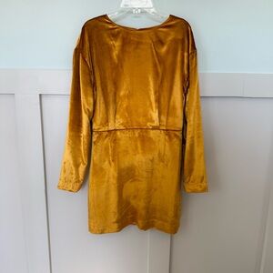 Stockholm Atelier Mini Dress Women’s Size 4 Gold Crushed Velvet Open Back Party